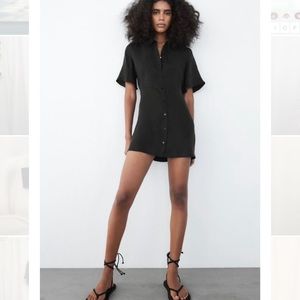 NWT - Zara Flowy Mini Dress - Black - Size Large